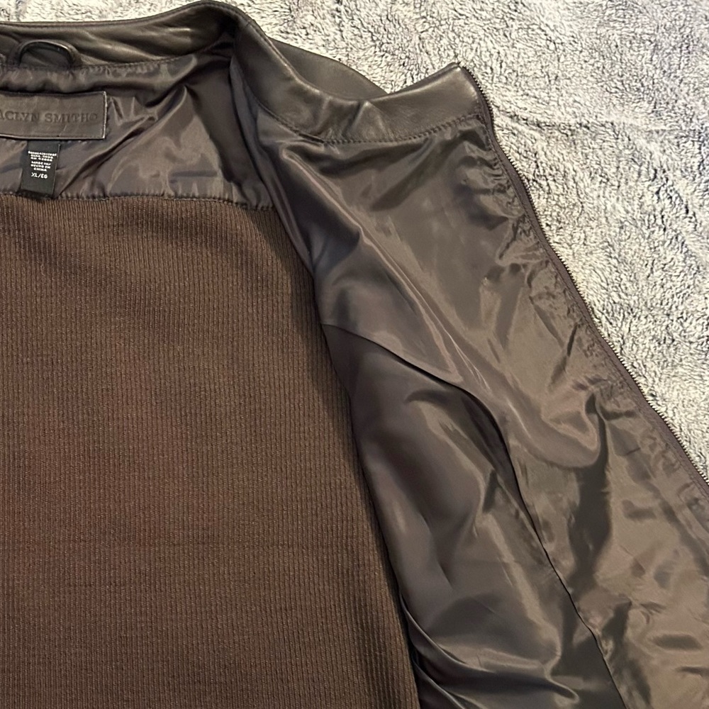 NWOT Chocolate Brown Genuine Leather & Sweater Jacket size XL - Picture 8 of 13